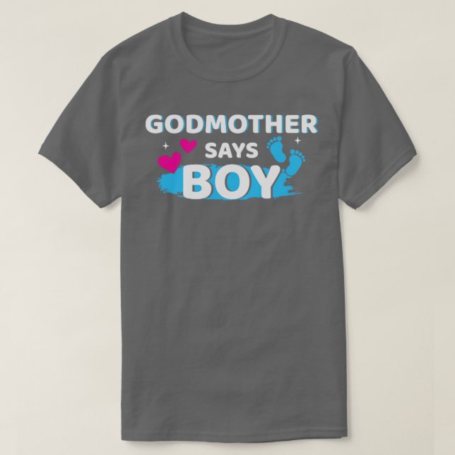 Camiseta Gender reveal godmother says boy matching family b (Frente do Design)