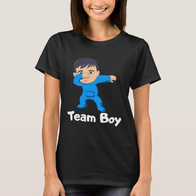 Camiseta Gender Reveal Party Team Boy Dabbing Asian Baby (Frente)