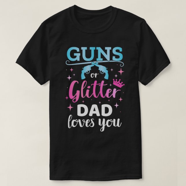 Camiseta Gender reveal s or glitter dad matching baby party (Frente do Design)