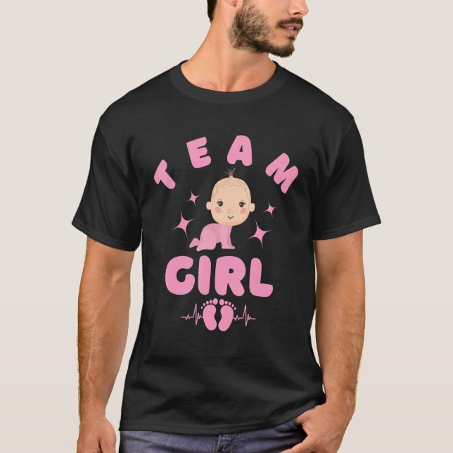 Camiseta Gender Reveal Team Girl For Baby Shower Party It's (Frente)