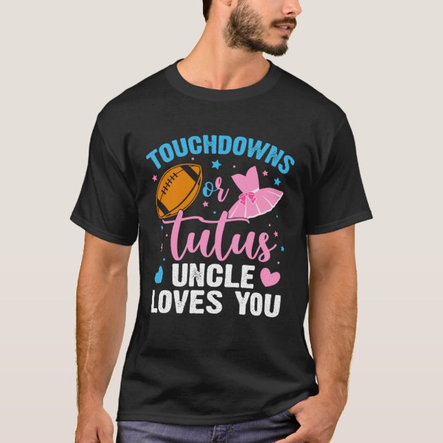 Camiseta Gender Reveal Touchdowns or Tutus Uncle Matching B (Frente)