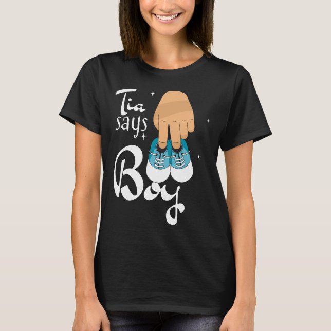 Camiseta Gender revealing tia says boy  quote (Frente)