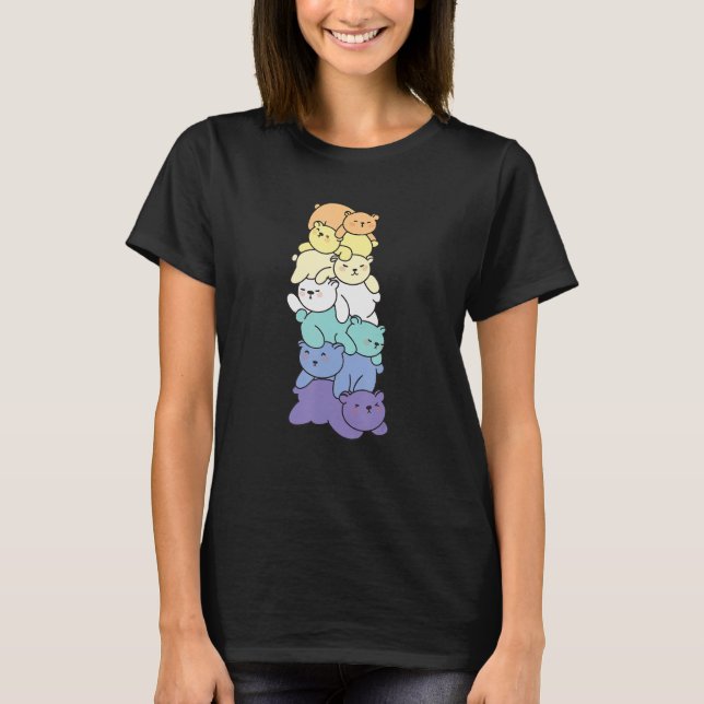 Camiseta Genderfaun Flag Pile Pride Lgbtq Bear Cute Genderf (Frente)