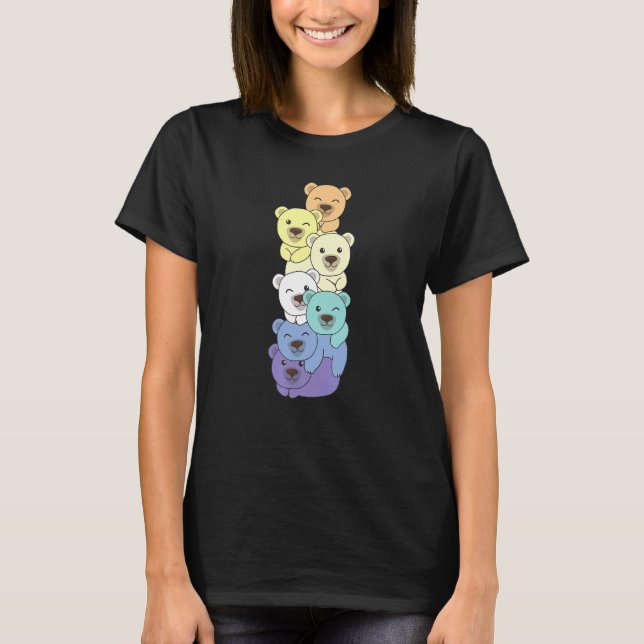 Camiseta Genderfaun Flag Pile Pride Lgbtq Bear Cute Genderf (Frente)