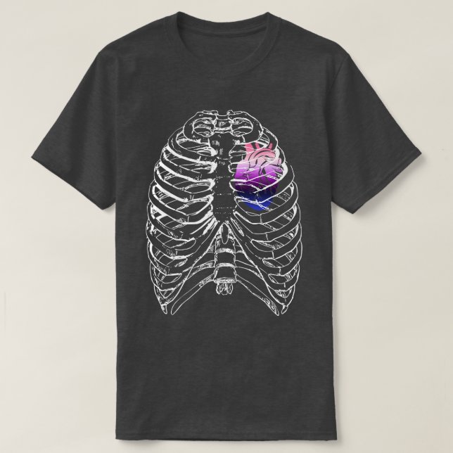 Camiseta Genderfluid Anatomical Heart Ribcage Queer Pride H (Frente do Design)