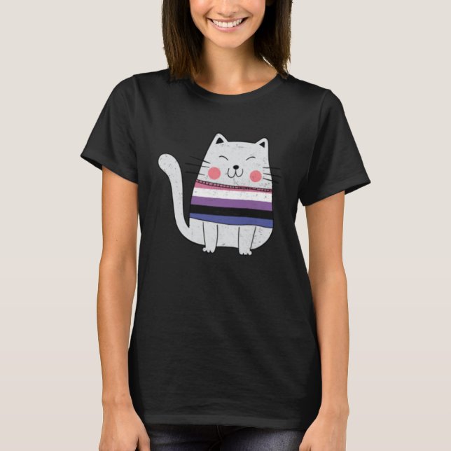 Camiseta Genderfluid Flag LGBTQ Cats Pride Cat (Frente)