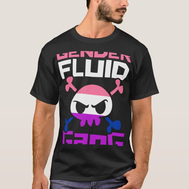 Camiseta Genderfluid Gang Skull Trendy Cute Genderfluid Non (Frente)