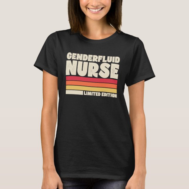 Camiseta Genderfluid Nurse  Retro Vintage Style (Frente)