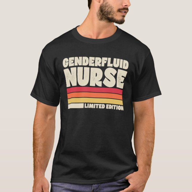 Camiseta Genderfluid Nurse  Retro Vintage Style (Frente)
