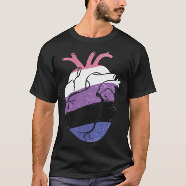 Camiseta Genderfluid Pride Heart Flag (Frente)