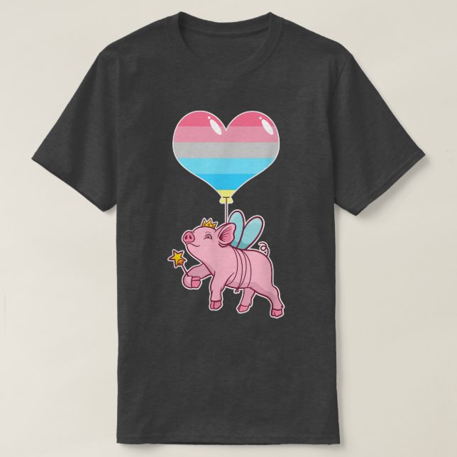 Camiseta Genderflux Pig Fairy - Nonbinary Gender  (Frente do Design)