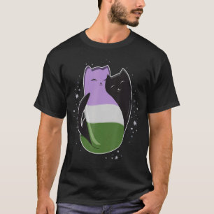Camiseta Genderqueer Cat LGBT Pride Flag Transgen Não-Binár