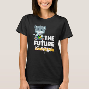Camiseta Genderqueer de Gato de Orgulho Progressivo