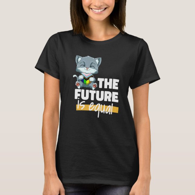 Camiseta Genderqueer de Gato de Orgulho Progressivo (Frente)