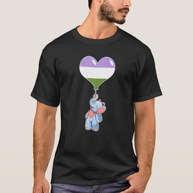 Camiseta Genderqueer Elephant Não-binary Gênero (Frente)