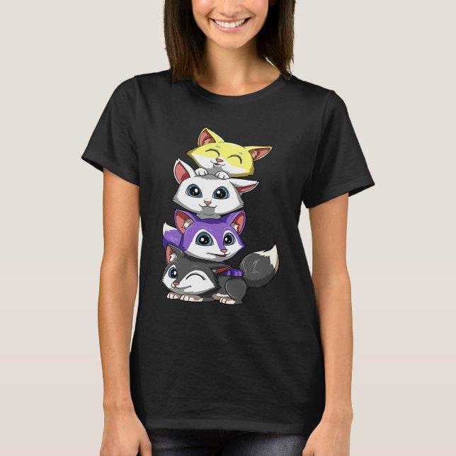 Camiseta Genderqueer Nonbinary Pride LGBTQ Foxes (Frente)
