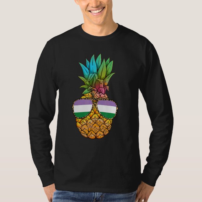 Camiseta Genderqueer Pride Flag Pineapple Genderqueer (Frente)