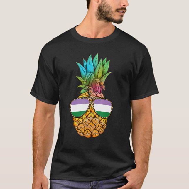 Camiseta Genderqueer Pride Flag Pineapple Genderqueer (Frente)
