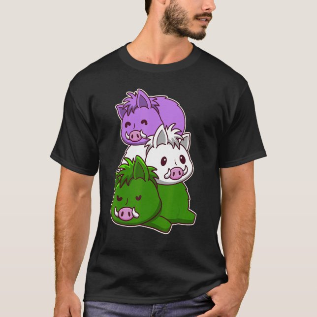 Camiseta Genderqueer Pride Flag Wild Boars (Frente)