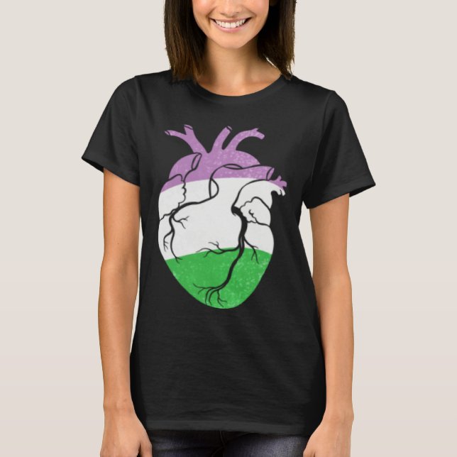 Camiseta Genderqueer Pride Heart Flag (Frente)