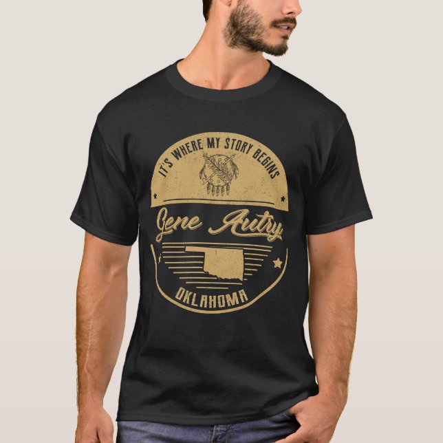Camiseta Gene Autry Oklahoma É onde minha história começa (Frente)