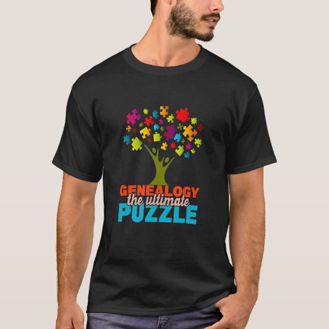 Camiseta Genealogia A Família Genealogista Quebra-cabeça H (Frente)