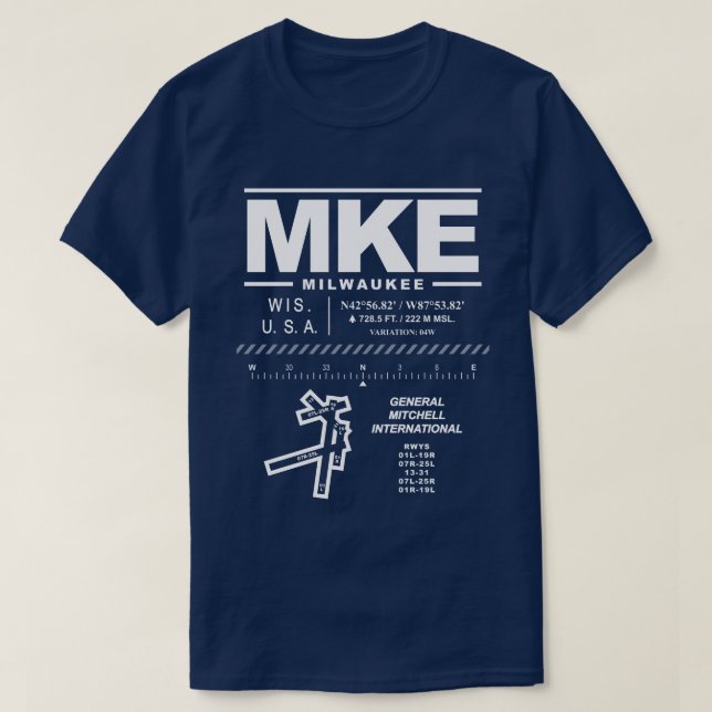 Camiseta General Mitchell International Airport MKE T-Shirt (Frente do Design)