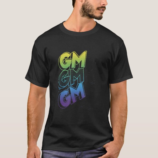 Camiseta Genérica Boa Manhã, Grunge Texto Splatter Crypto I (Frente)