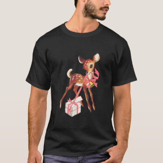 Camiseta Genérico Unisex Retro Vintage Rena Rosa Natal