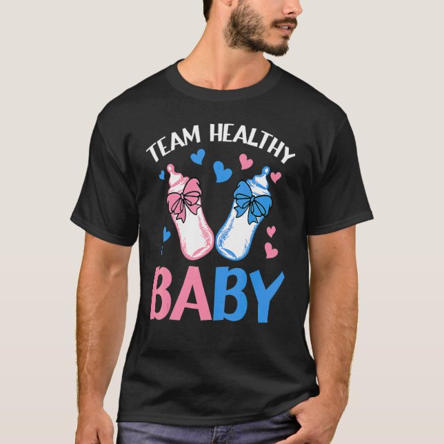 Camiseta Gênero Reveal Party Equipe Saudável Bebê (Frente)