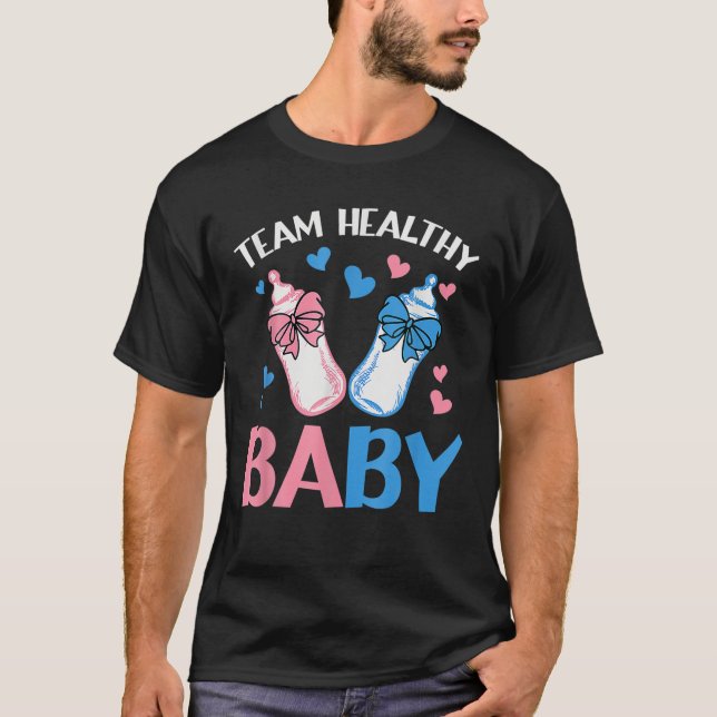 Camiseta Gênero Reveal Party Equipe Saudável Bebê (Frente)