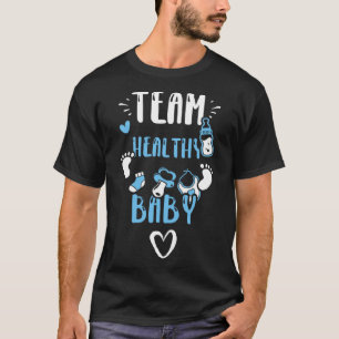 Camiseta Gênero Reveal Team Saudável Baby Boy Sayings