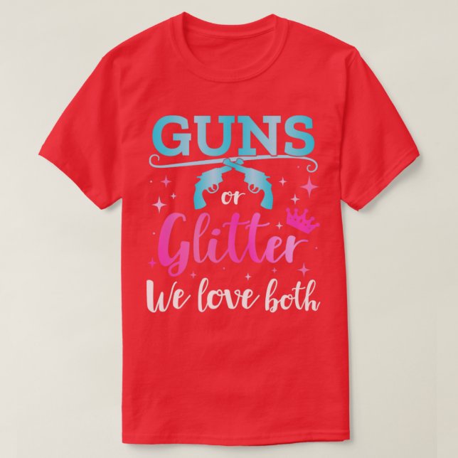 Camiseta Gênero revela armas brilhando amor, ambos querendo (Frente do Design)