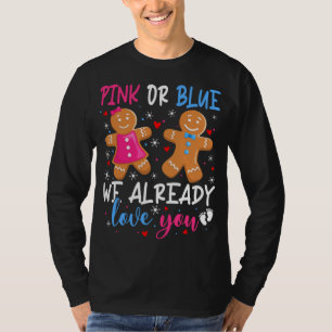 Camiseta Gênero Revela Pão De Gengibre Fresco Rosa Ou Azul