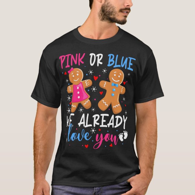 Camiseta Gênero Revela Pão De Gengibre Fresco Rosa Ou Azul (Frente)