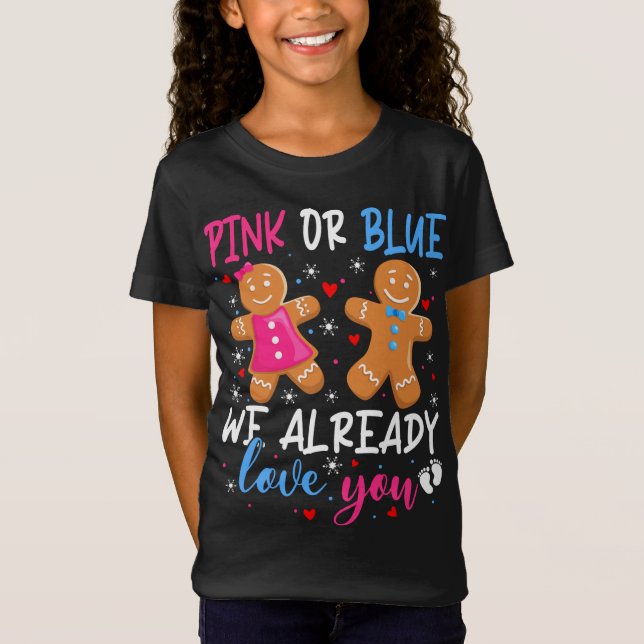 Camiseta Gênero Revela Pão De Gengibre Fresco Rosa Ou Azul (Frente)