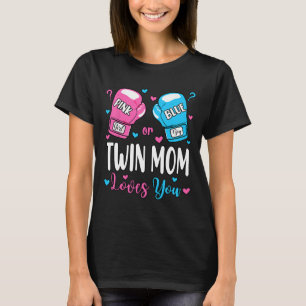 Camiseta Gênero Revela Rosa Ou Azul Gêmeos Mamãe Te Ama Box