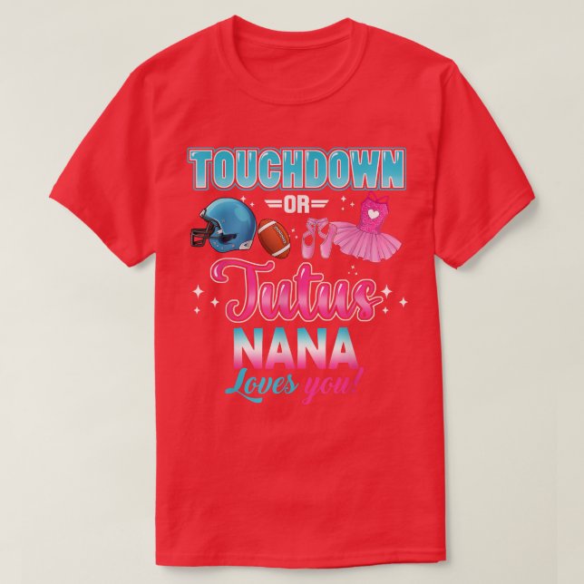 Camiseta Gênero revela touchdowns ou Tutus Nana Matching Ba (Frente do Design)