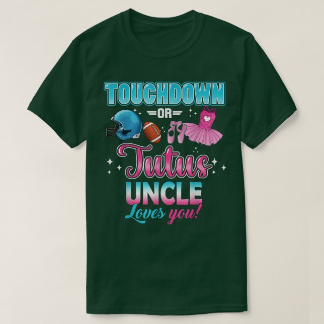 Camiseta Gênero revela touchdowns ou Tutus Tio Match B (Frente do Design)