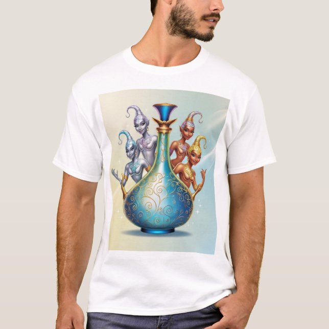 Camiseta Genes Liberados: Magia da Garrafa (Frente)