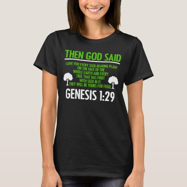 Camiseta Genesis 129 Plant Based Diet Vegan Vegetarian Bibl (Frente)