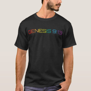 Camiseta Gênesis 9:13 em cores arco-íris - Escritura de Bíb