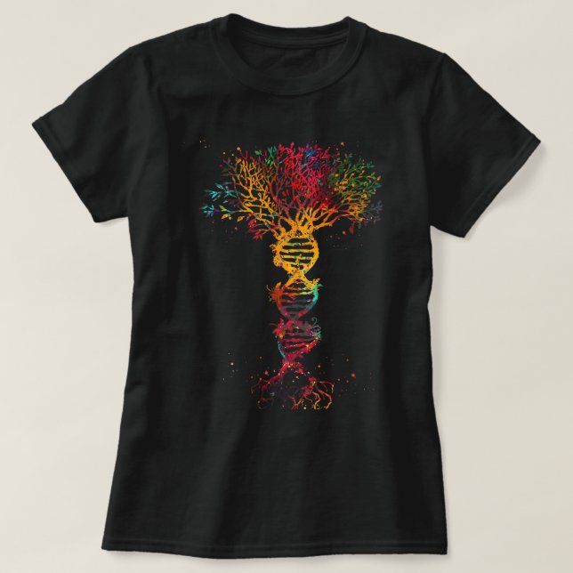 Camiseta Genética da Vida da Árvore do DNA Biólogo Ciência  (Frente do Design)