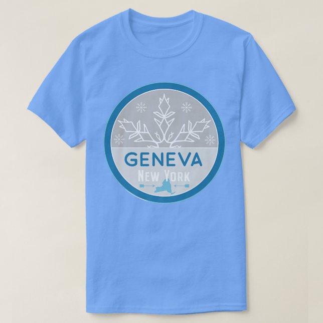 Camiseta Geneva New York NY Winter Frozen Snowflake Badge  (Frente do Design)