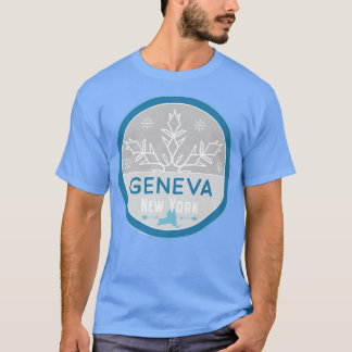 Camiseta Geneva New York NY Winter Frozen Snowflake Badge