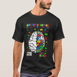 Camiseta Gênio Awetista Autismo Cérebro Quebra-Cabeça Consc
