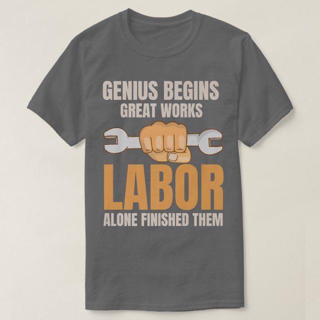 Camiseta gênio começa trabalho de excelente e trabalho acab (Frente do Design)
