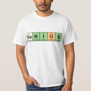 Camiseta Gênio - mesa periódica de produtos dos elementos