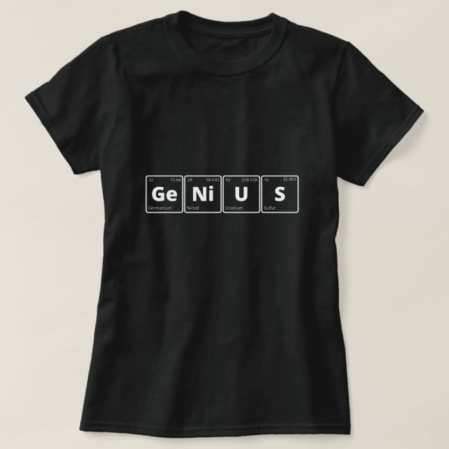 Camiseta Gênio - Tabela Periódica (Frente do Design)