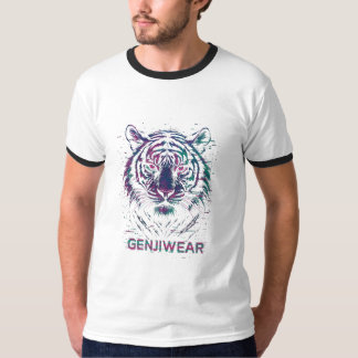 Camiseta Genjiwear Glitch Tiger – Neon Cyber Beast Streetwe